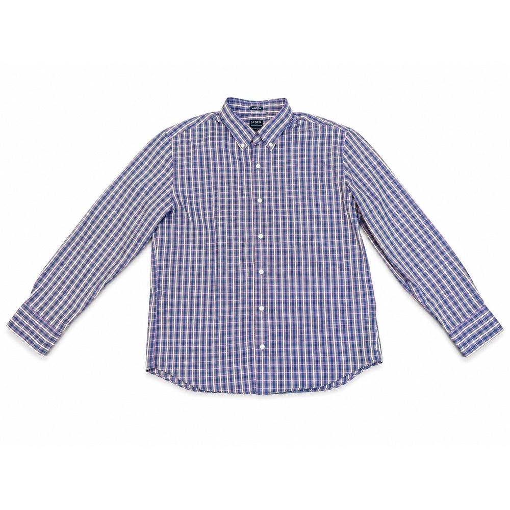 J.Crew Performance Slim Tucked Plaid Button Shirt XL Purple Blue‎